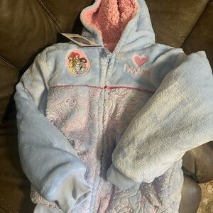 Disney Princess Plush Hoodie in Blue and Pink